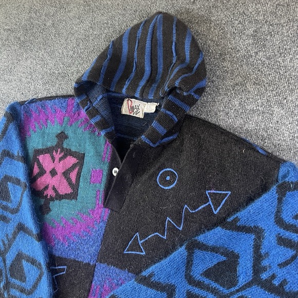 Other - Vintage 90s B Max Mohair Blend Hoodie Sweater Aztec Southwest Geometric India M